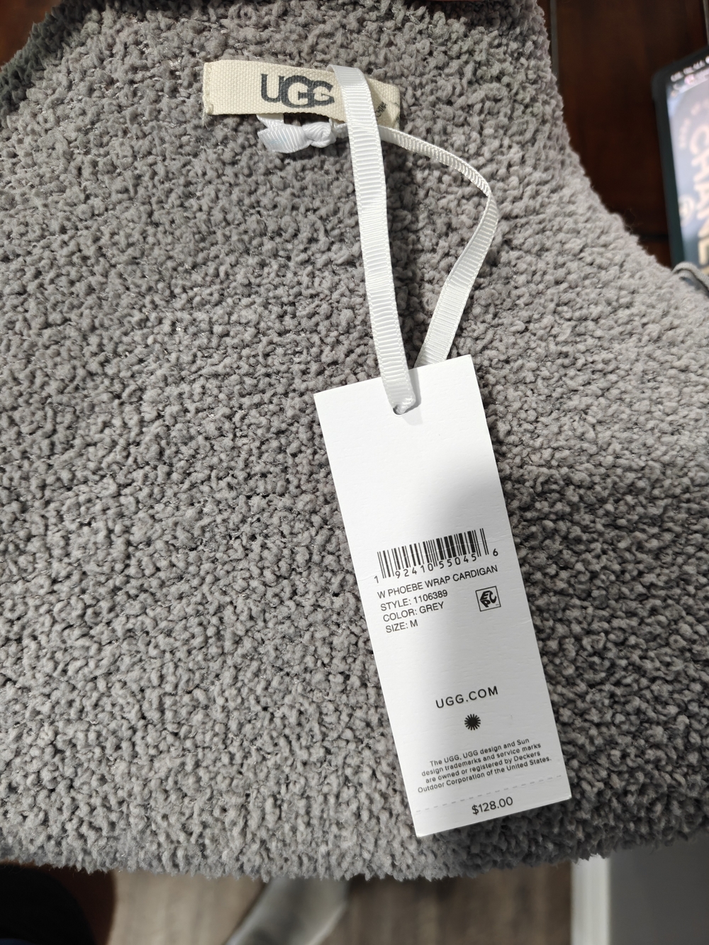 🐢 UGG Phoebe Wrap Cozy Cardigan Grey Oversized Medium - Picture 13 of 13